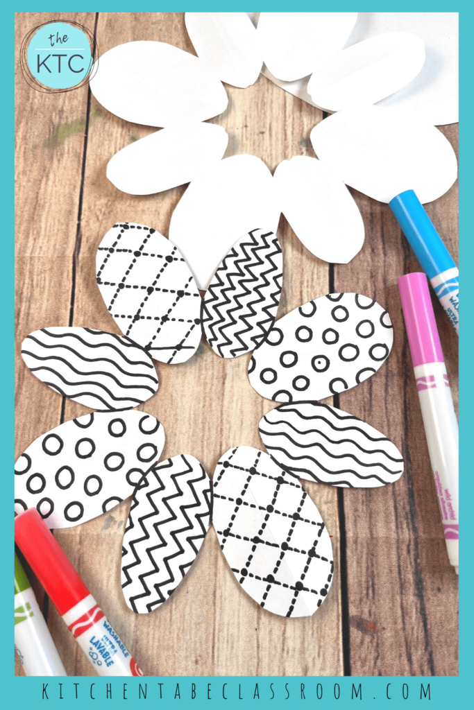 This paper Easter egg wreath is a great place to practice creating a variety of patterns.