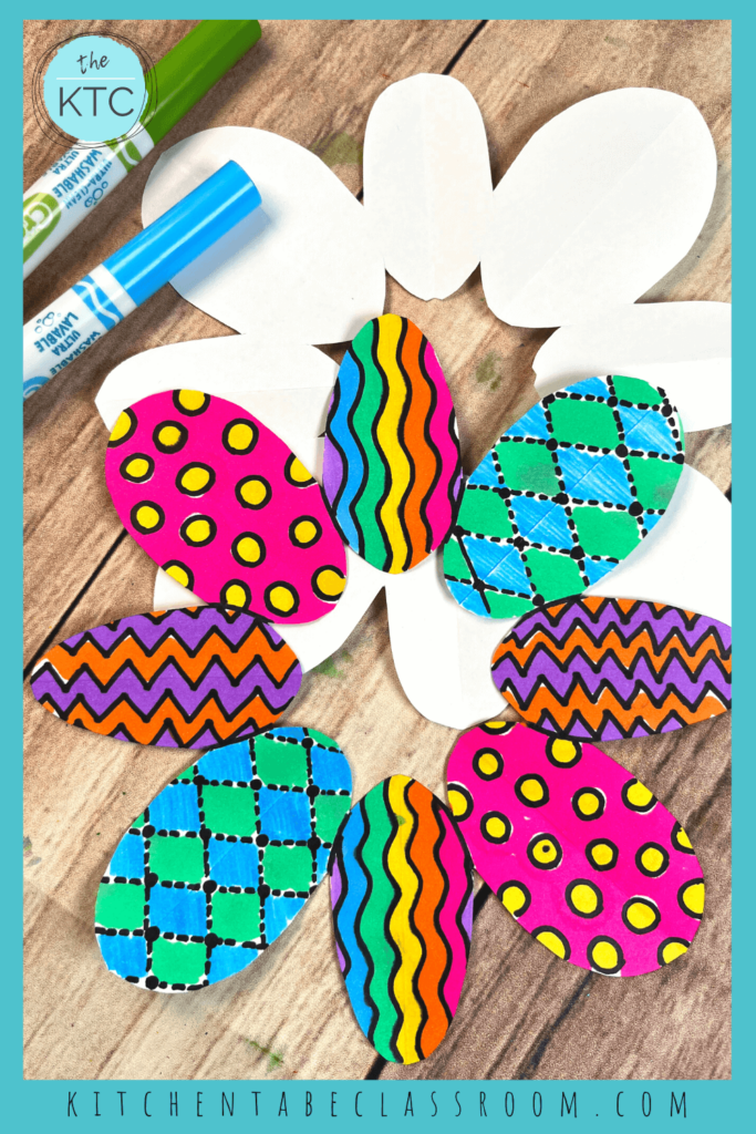 This colorful paper Easter egg wreath is an easy Easter craft for kids.