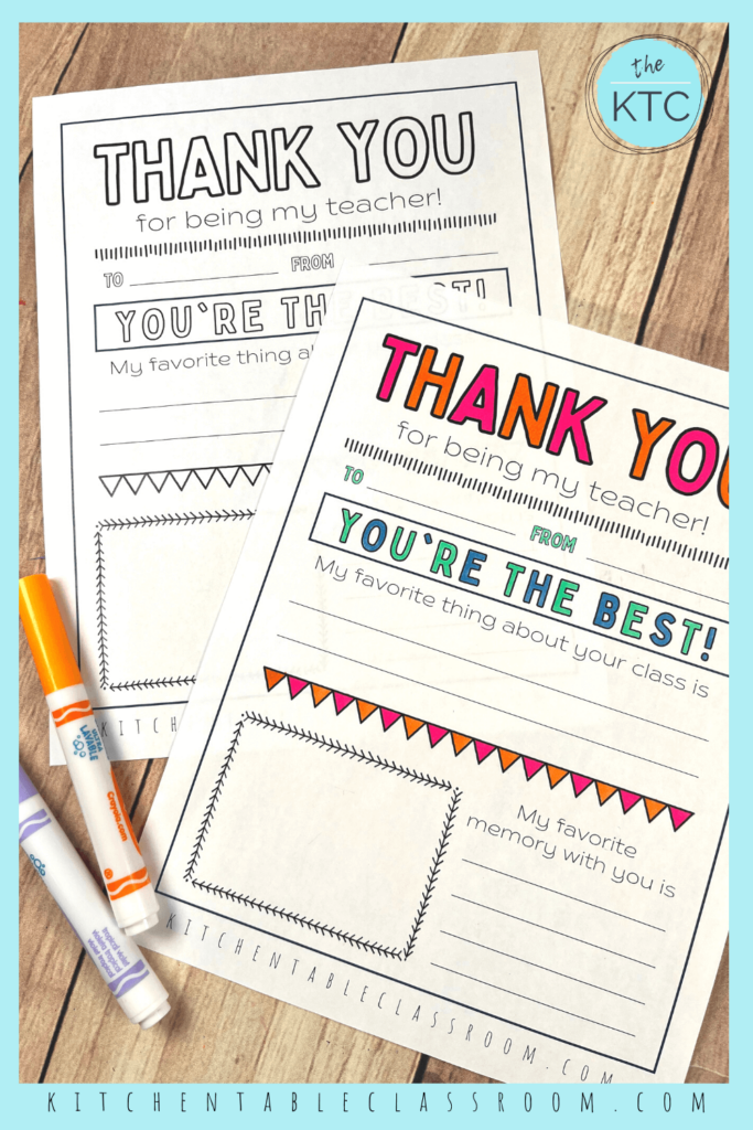 Write a thank you note to your teacher with this sweet teacher appreciation printable!