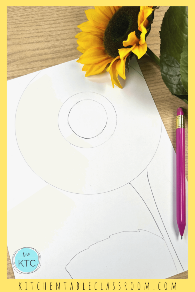Break down a sunflower into a few simple shapes to get started with this easy sunflower painting for kids.