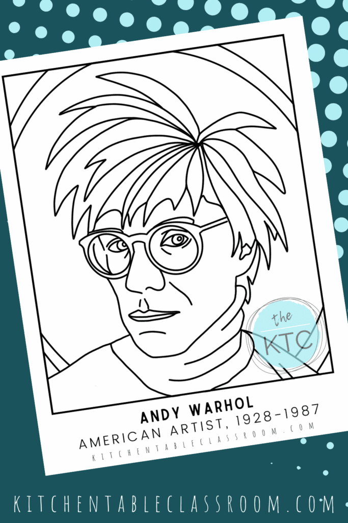 This free printable Andy Warhol portrait is perfect for your kids to color and get familiar with his very recognizable image!