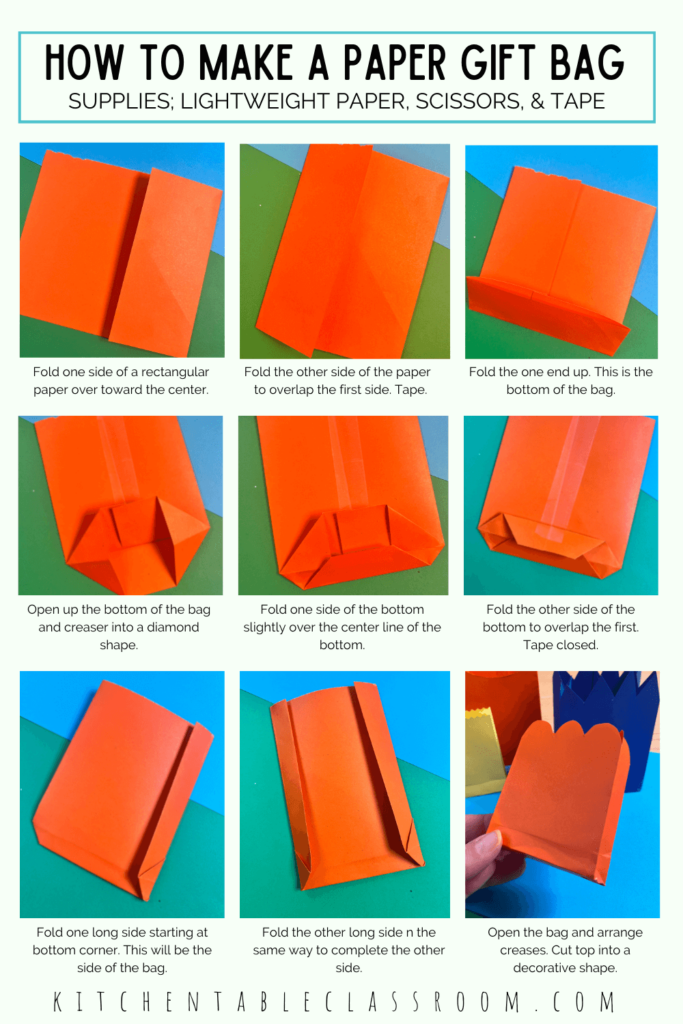 Follow along with these step by step photos of how to make a paper gift bag from any paper scrap!