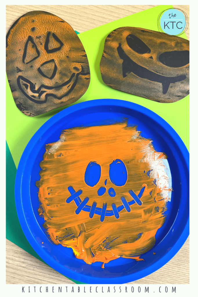Make pumpkin monoprints as part of your creative Halloween celebration!
