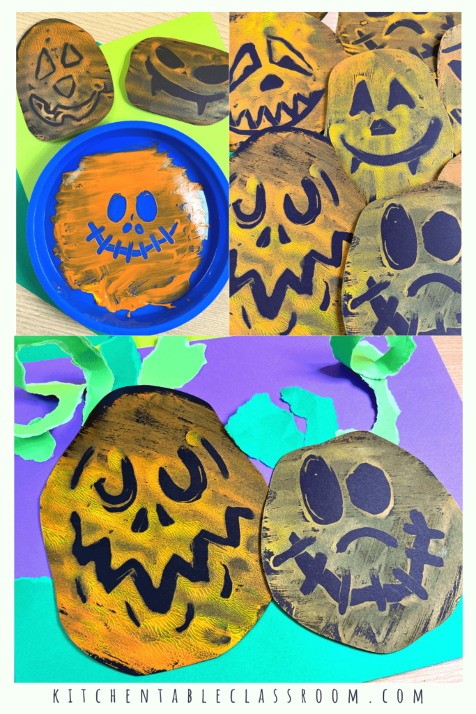 Pumpkin monoprints are a fun and easy fall printmaking experience!