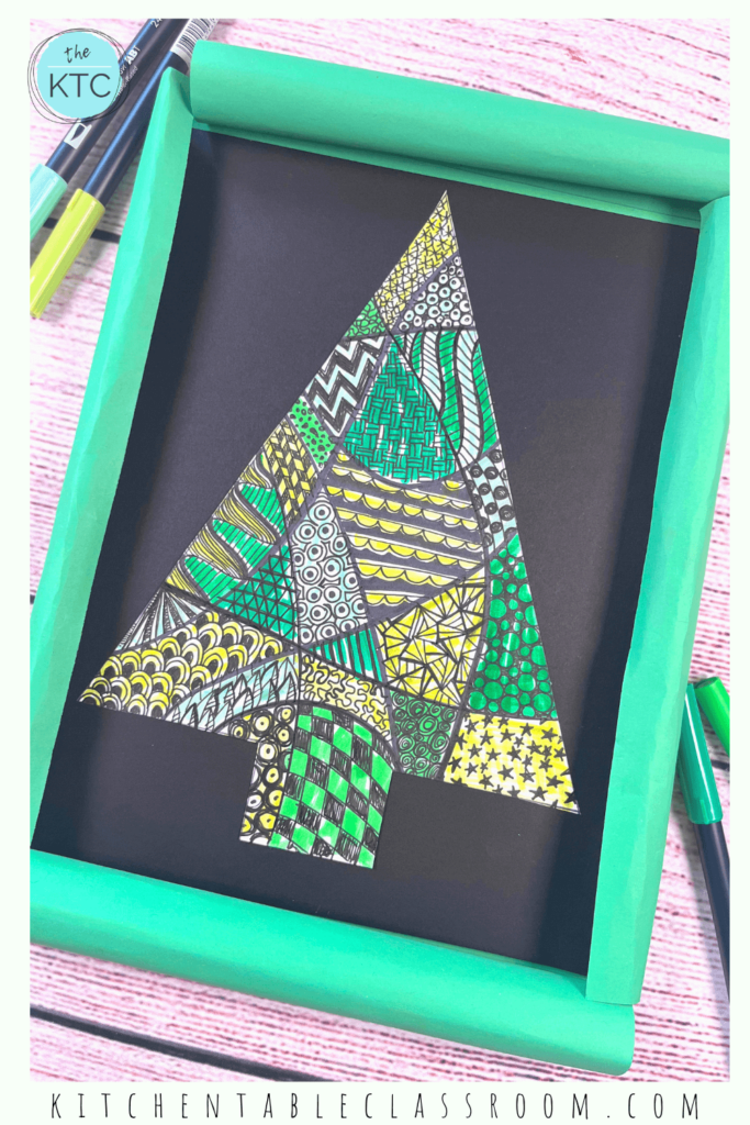 Explore pattern and balance in this Christmas tree zentangle drawing lesson perfect for any age!