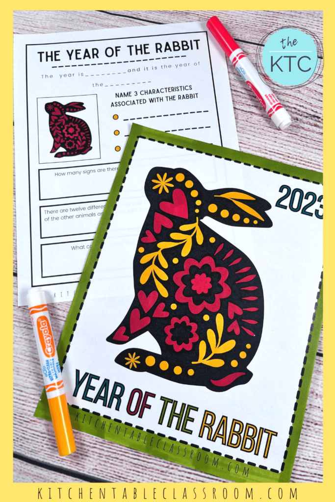 2023 is the year of the rabbit according to the Lunar calendar.  Use these free year of the rabbit printable resources in your home or classroom!
