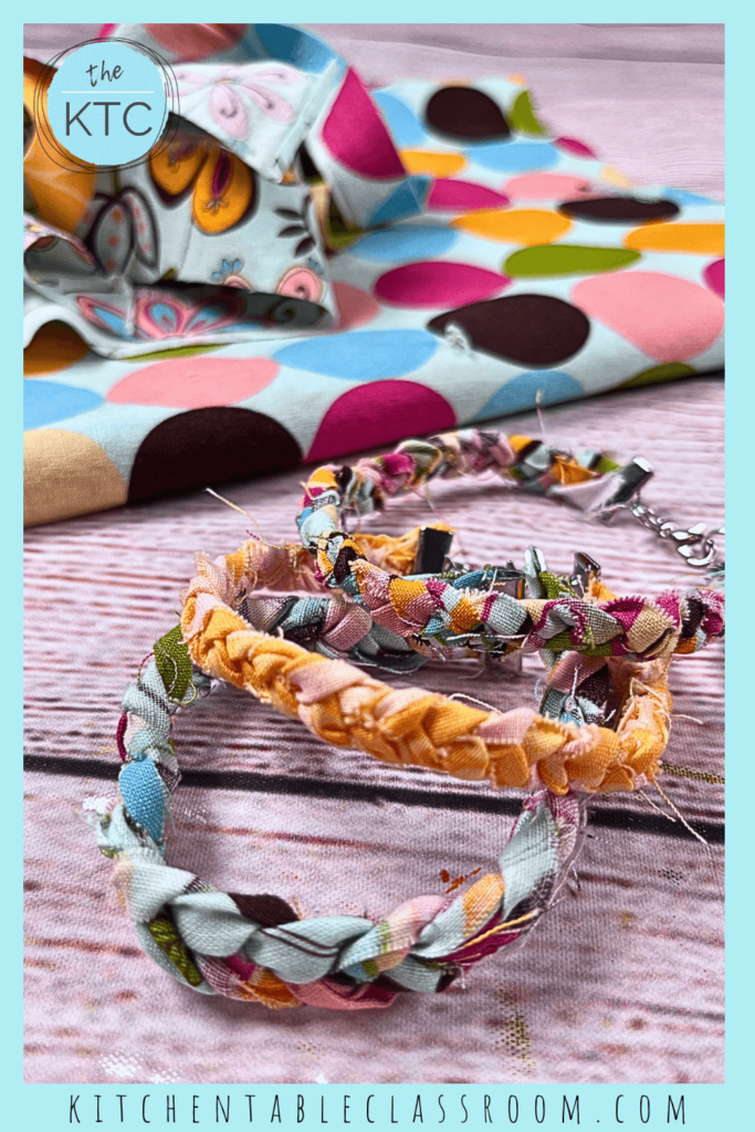 Learn how to make your own braided bracelet from up-cycled fabric scraps. 